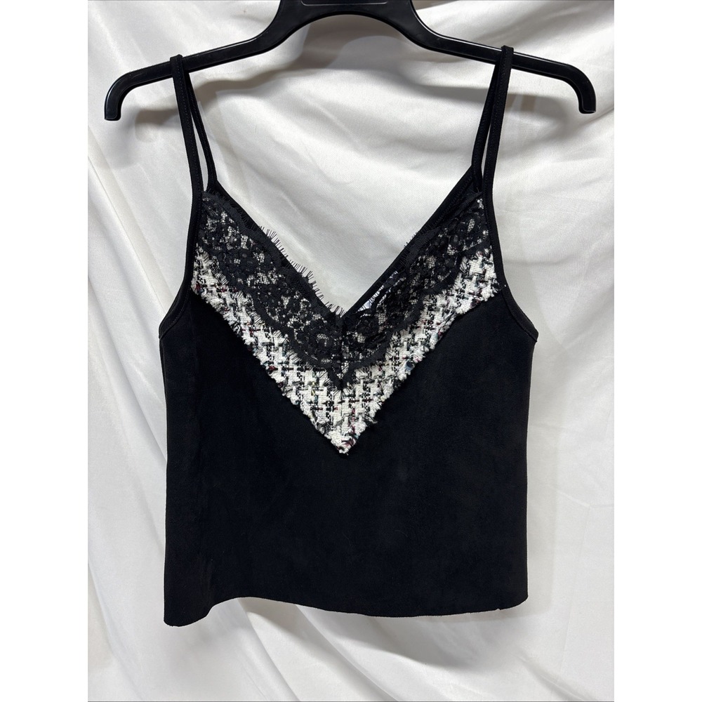 Zara Faux Suede Black Camisole Women's Top NWT - Size Small